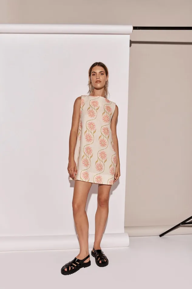VRG GRL Aftersun Linen Mini Dress Bloom Women Mini Dresses VRG GRL Aftersun Linen Mini Dress Bloom Women Mini Dresses