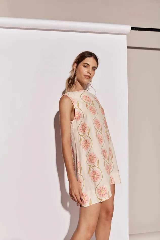 VRG GRL Aftersun Linen Mini Dress Bloom Women Mini Dresses VRG GRL Aftersun Linen Mini Dress Bloom Women Mini Dresses