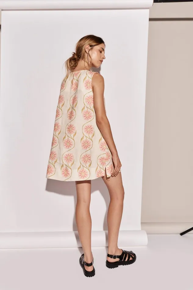 VRG GRL Aftersun Linen Mini Dress Bloom Women Mini Dresses VRG GRL Aftersun Linen Mini Dress Bloom Women Mini Dresses