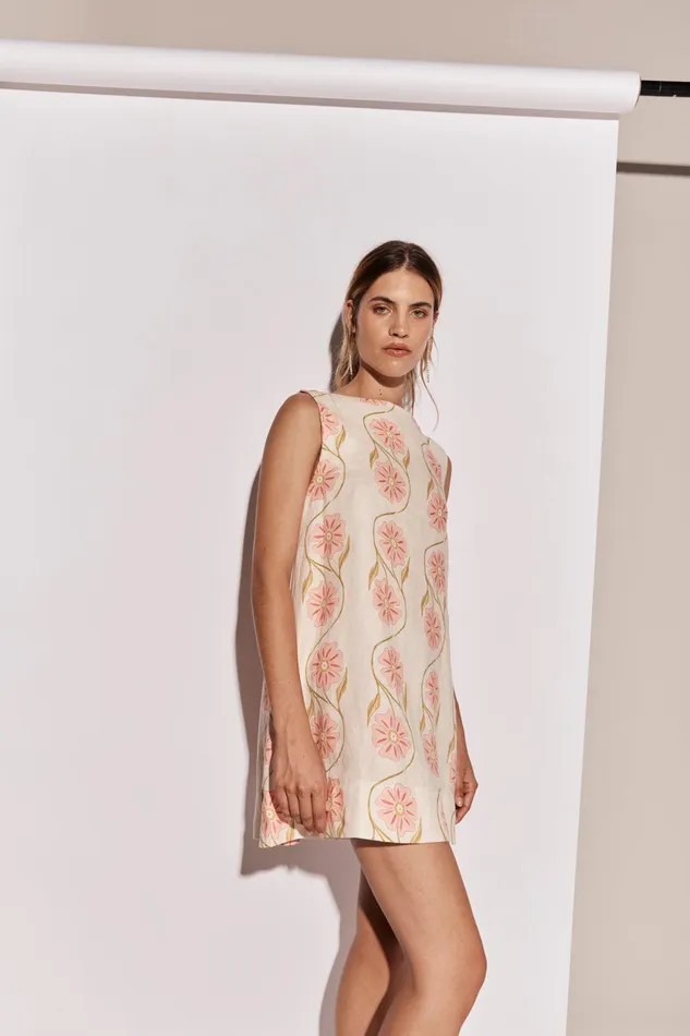 VRG GRL Aftersun Linen Mini Dress Bloom Women Mini Dresses VRG GRL Aftersun Linen Mini Dress Bloom Women Mini Dresses