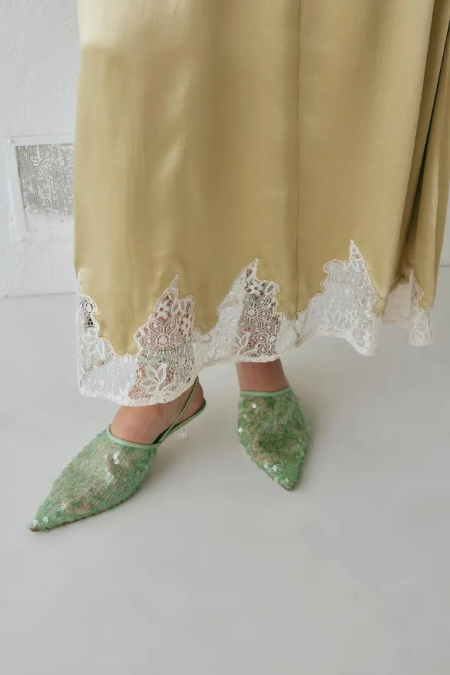VRG GRL Aisla Satin Midi Skirt Sage Women Skirts VRG GRL Aisla Satin Midi Skirt Sage Women Skirts
