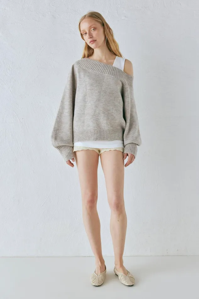 VRG GRL Alma Knit Jumper Grey Marle Women JumpersSweaters VRG GRL Alma Knit Jumper Grey Marle Women JumpersSweaters