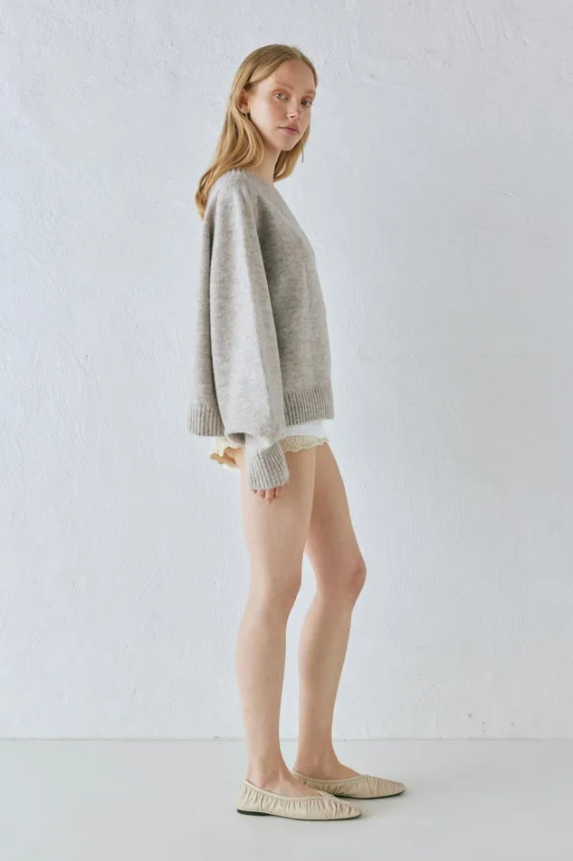 VRG GRL Alma Knit Jumper Grey Marle Women JumpersSweaters VRG GRL Alma Knit Jumper Grey Marle Women JumpersSweaters