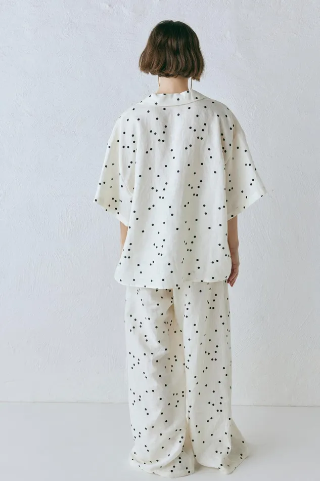 VRG GRL Anke Linen Shirt Dot Women Short Sleeve VRG GRL Anke Linen Shirt Dot Women Short Sleeve