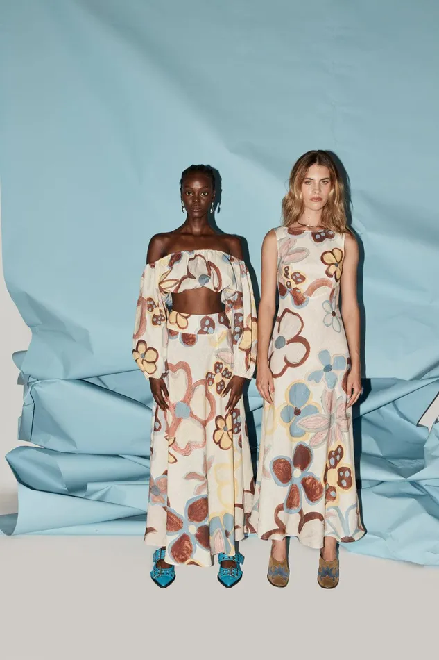 VRG GRL Art Of Bloom Linen Bias Cut Maxi Dress Flower Women MidiMaxi Dresses VRG GRL Art Of Bloom Linen Bias Cut Maxi Dress Flower Women MidiMaxi Dresses