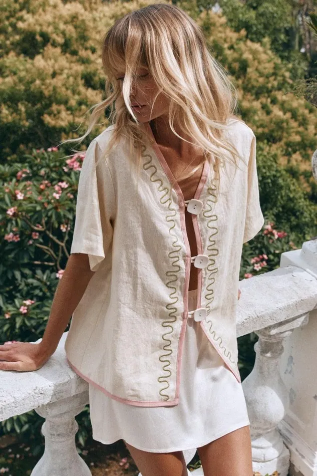 VRG GRL Cultivate Linen Shirt Swirl Women Shirts
