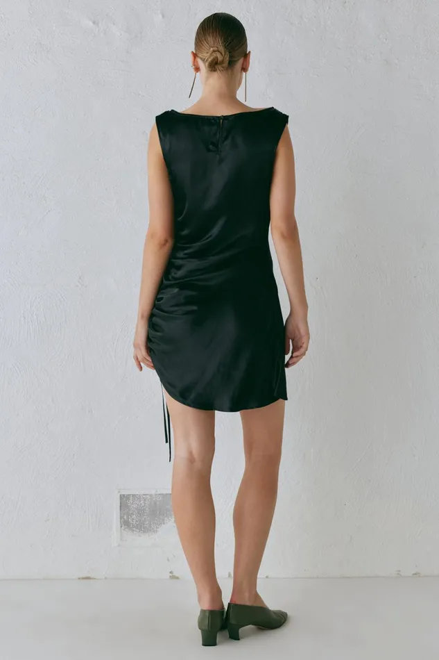 VRG GRL Dance Satin Mini Dress Black Women Mini Dresses