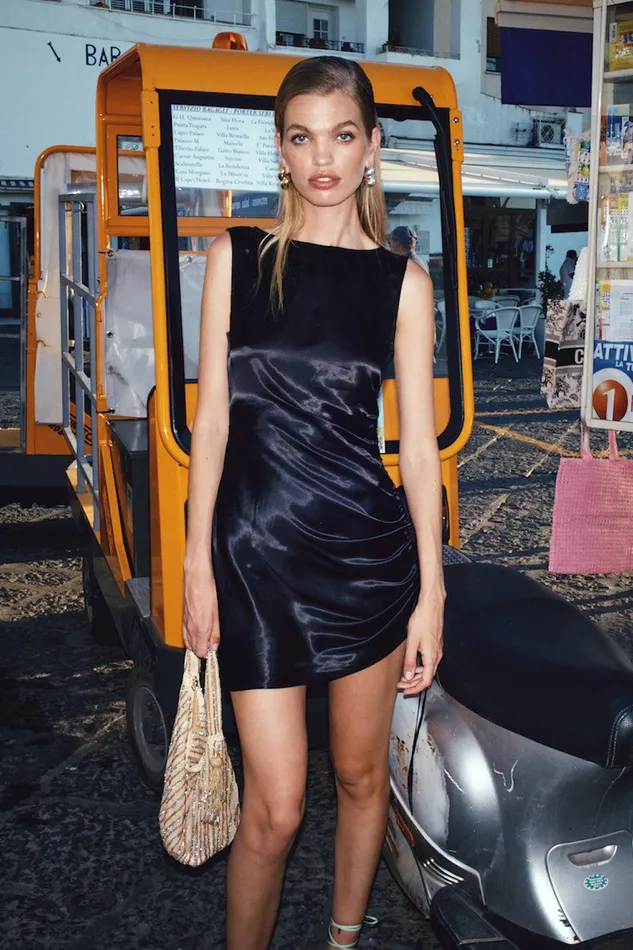 VRG GRL Dance Satin Mini Dress Black Women Mini Dresses