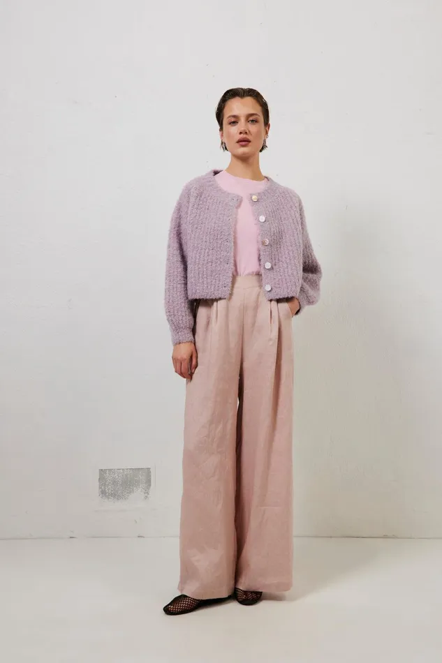 VRG GRL Elsie Knit Cardigan Lilac Women JumpersSweaters