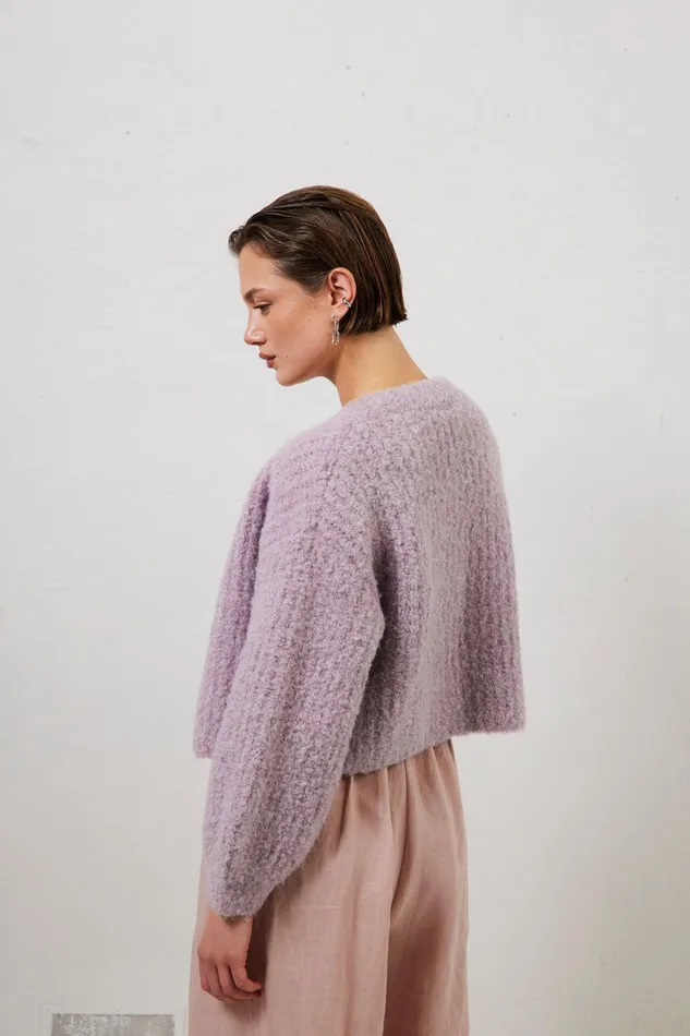 VRG GRL Elsie Knit Cardigan Lilac Women JumpersSweaters
