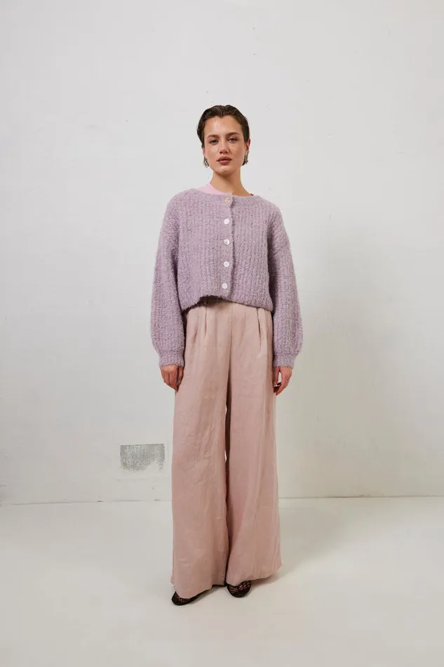 VRG GRL Elsie Knit Cardigan Lilac Women JumpersSweaters