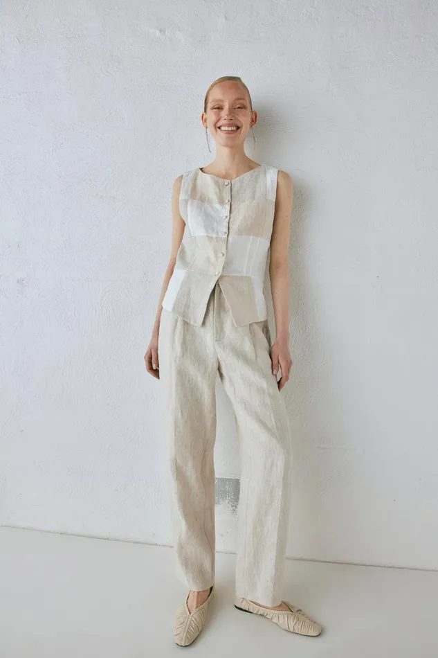 VRG GRL Goldie Linen Pants Oatmeal Women Pants