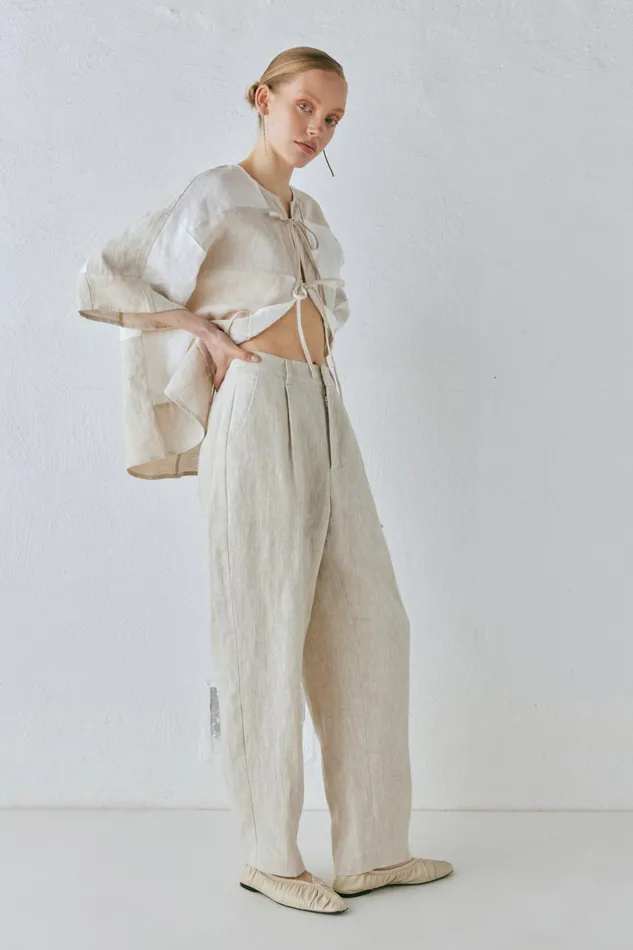 VRG GRL Goldie Linen Pants Oatmeal Women Pants VRG GRL Goldie Linen Pants Oatmeal Women Pants