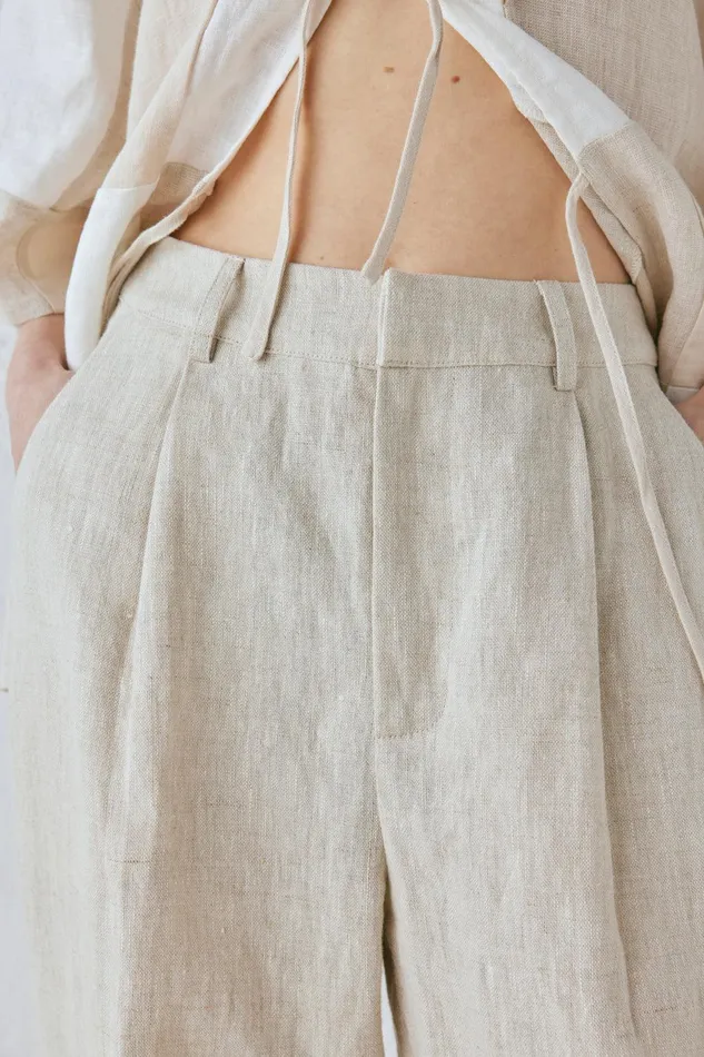 VRG GRL Goldie Linen Pants Oatmeal Women Pants VRG GRL Goldie Linen Pants Oatmeal Women Pants