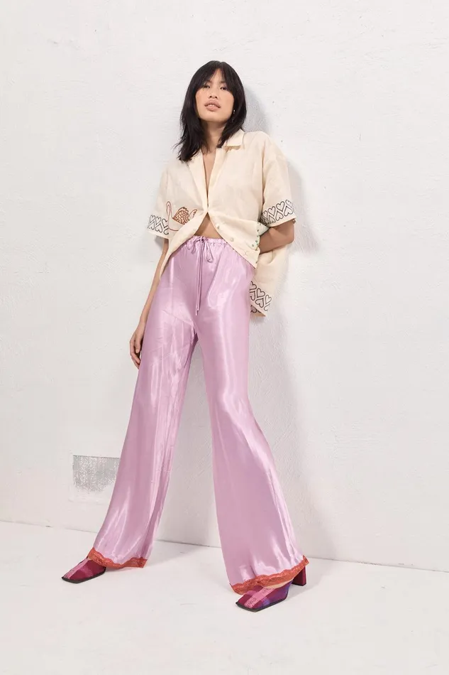 VRG GRL Josefin Satin Pants Lilac Women Pants