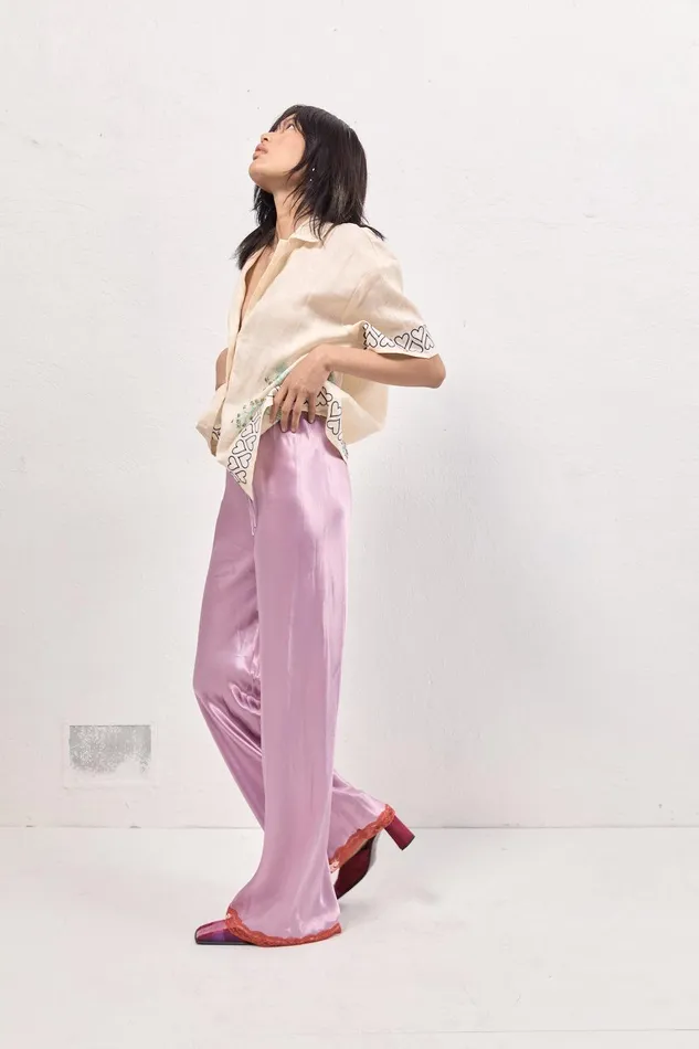 VRG GRL Josefin Satin Pants Lilac Women Pants