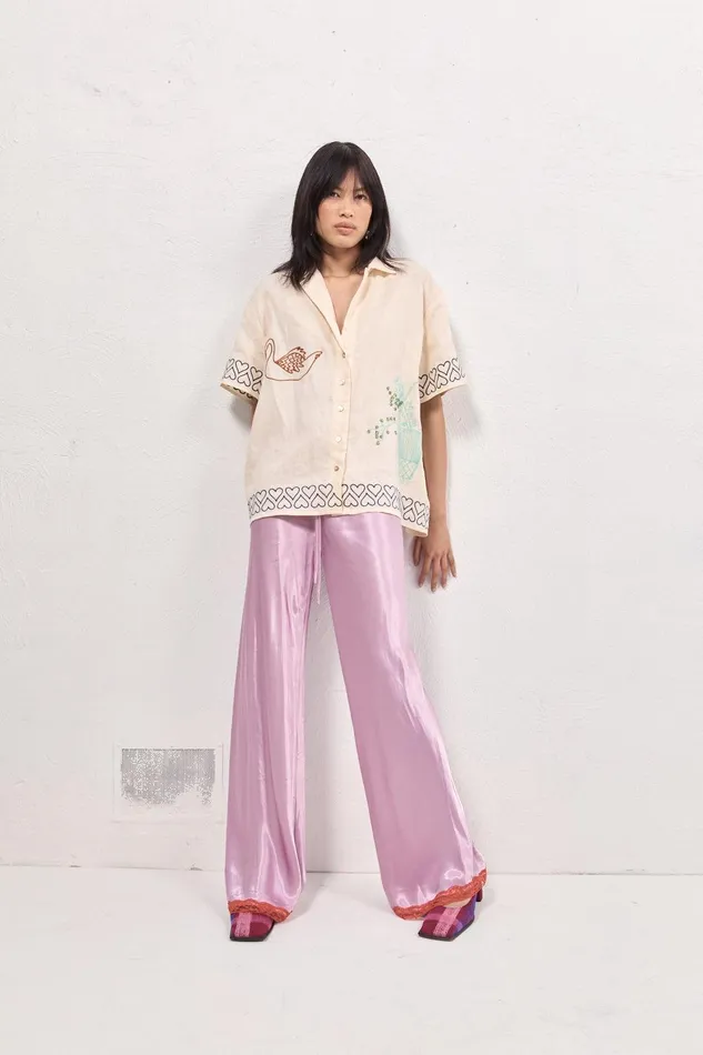 VRG GRL Josefin Satin Pants Lilac Women Pants