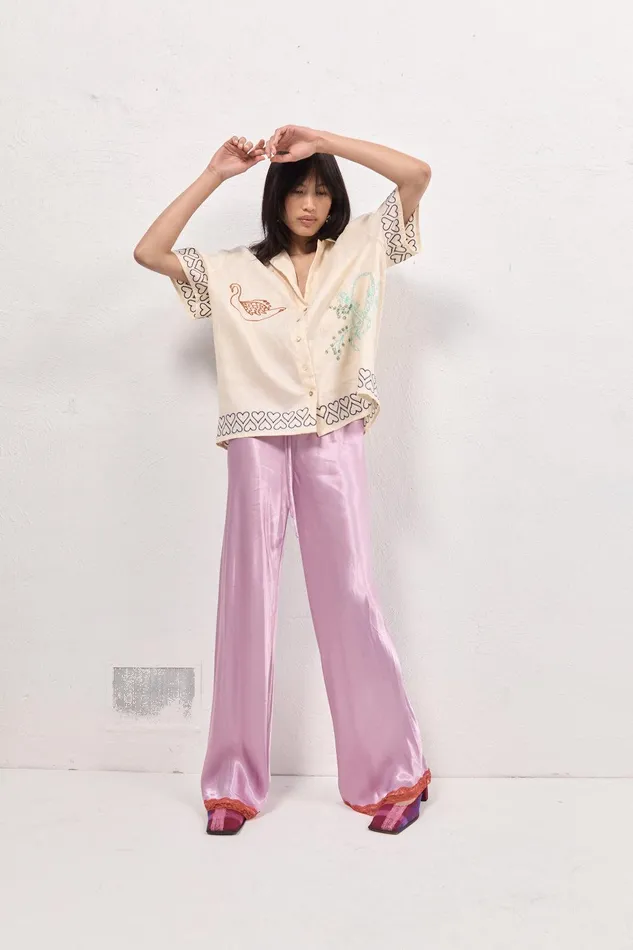 VRG GRL Josefin Satin Pants Lilac Women Pants