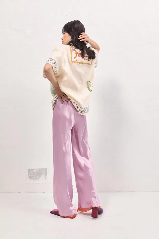 VRG GRL Josefin Satin Pants Lilac Women Pants