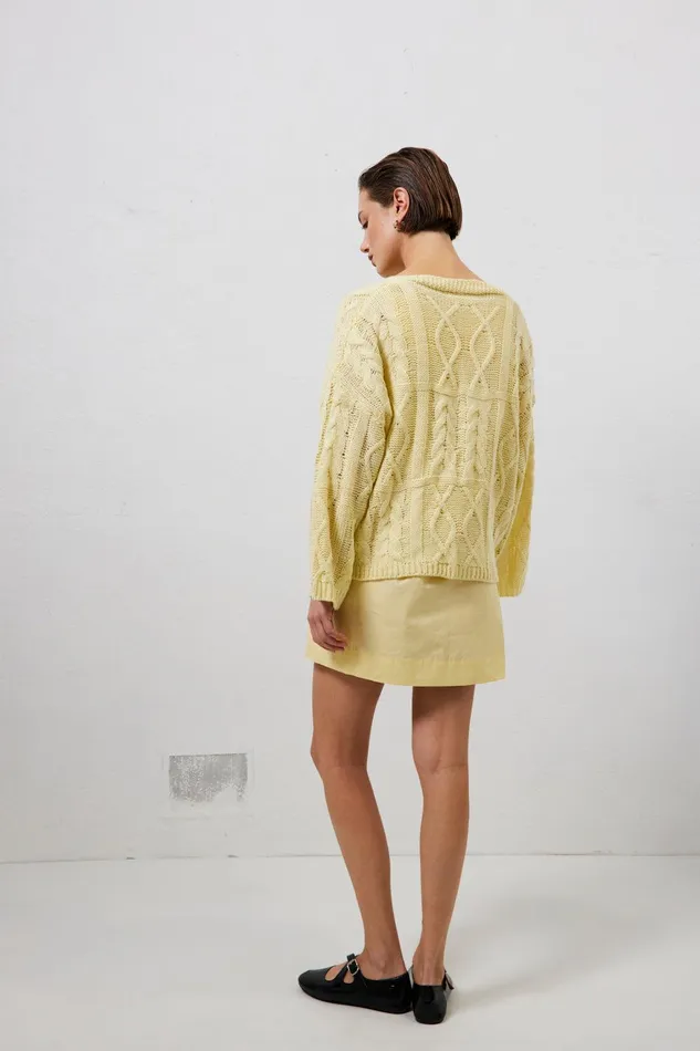 VRG GRL Lola Knit Cardigan Lemon Women Cardigans