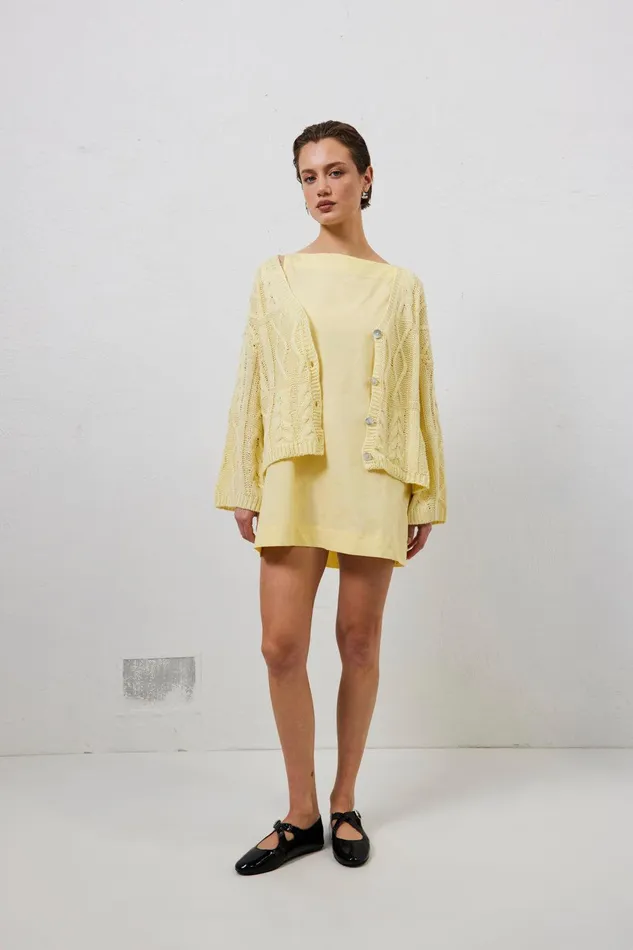 VRG GRL Lola Knit Cardigan Lemon Women Cardigans