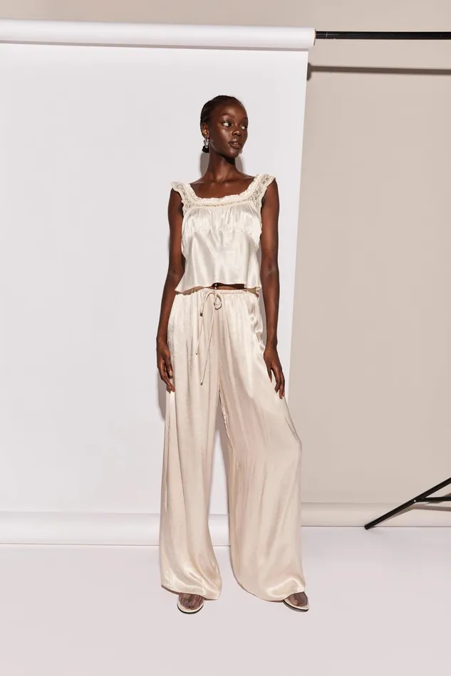 VRG GRL Merci Satin Pants Champagne Women Pants