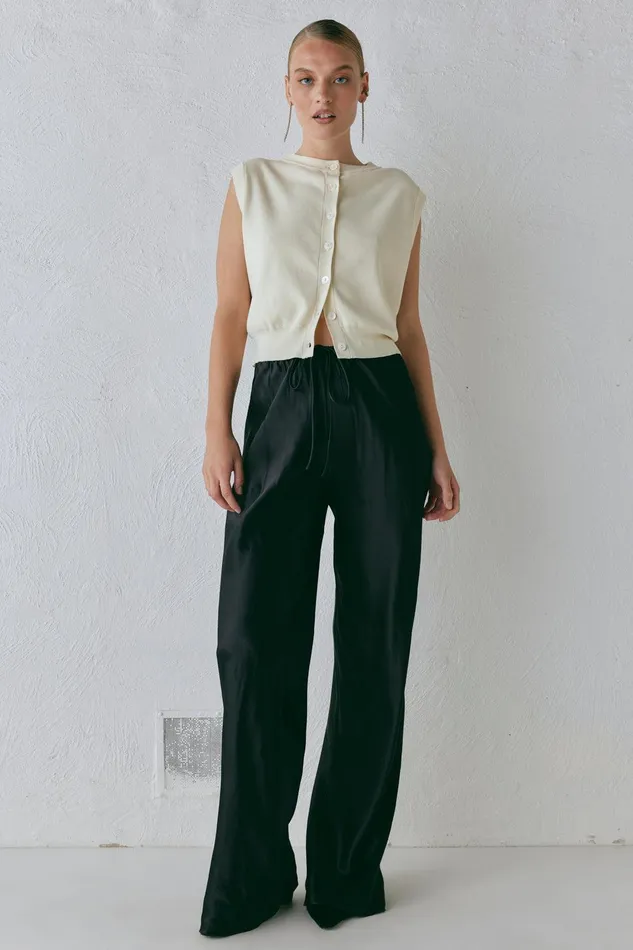 VRG GRL Rae Satin Pants Black Women Pants VRG GRL Rae Satin Pants Black Women Pants