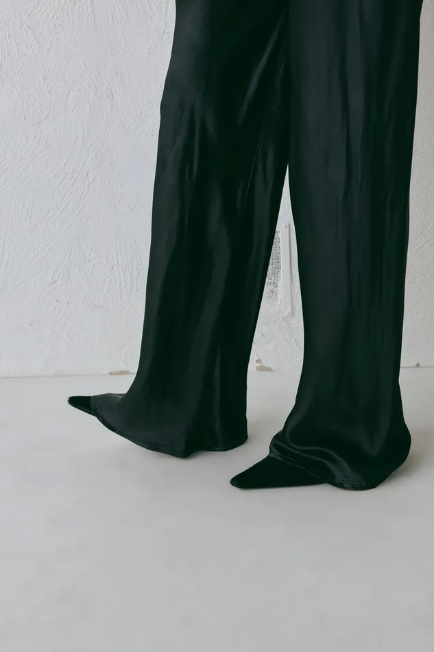 VRG GRL Rae Satin Pants Black Women Pants VRG GRL Rae Satin Pants Black Women Pants