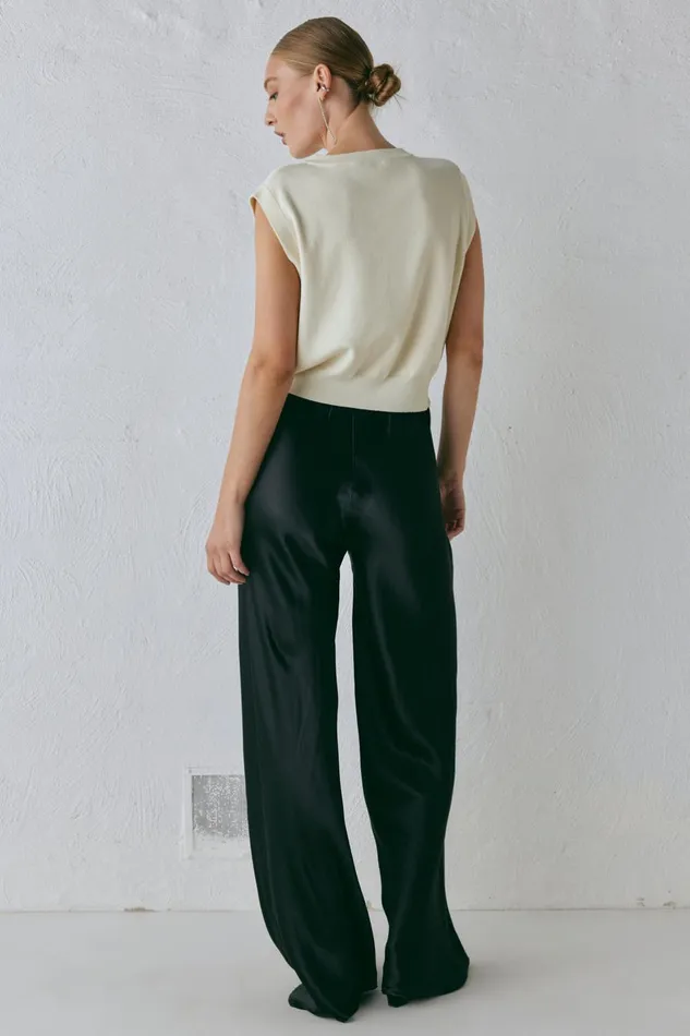 VRG GRL Rae Satin Pants Black Women Pants VRG GRL Rae Satin Pants Black Women Pants