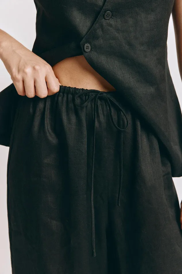 VRG GRL Raya Linen Pants Black Women Sets