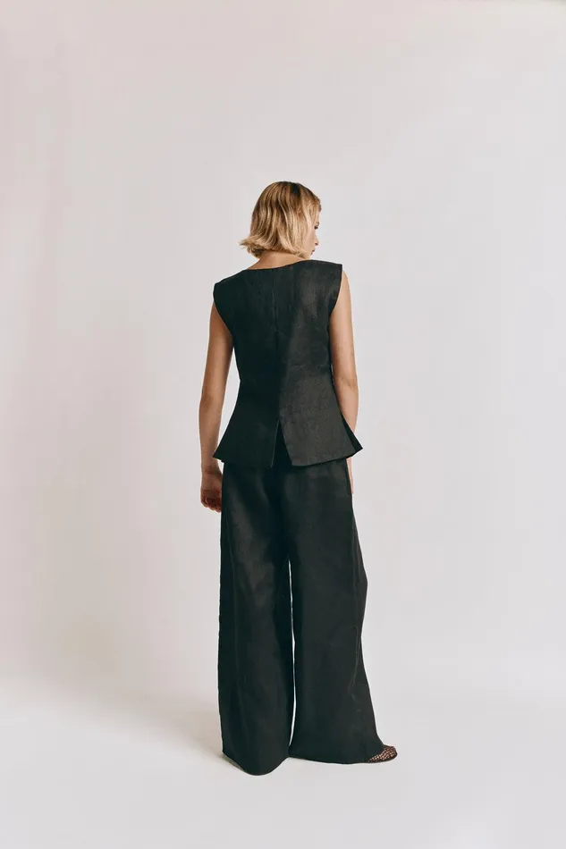 VRG GRL Raya Linen Pants Black Women Sets