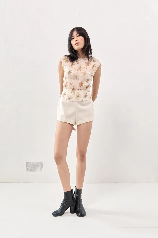 VRG GRL Retrofuture Top Tan Women Short Sleeve