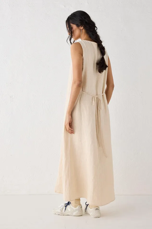 VRG GRL San Paolo Smock Linen Midi Dress Natural Women MidiMaxi Dresses VRG GRL San Paolo Smock Linen Midi Dress Natural Women MidiMaxi Dresses