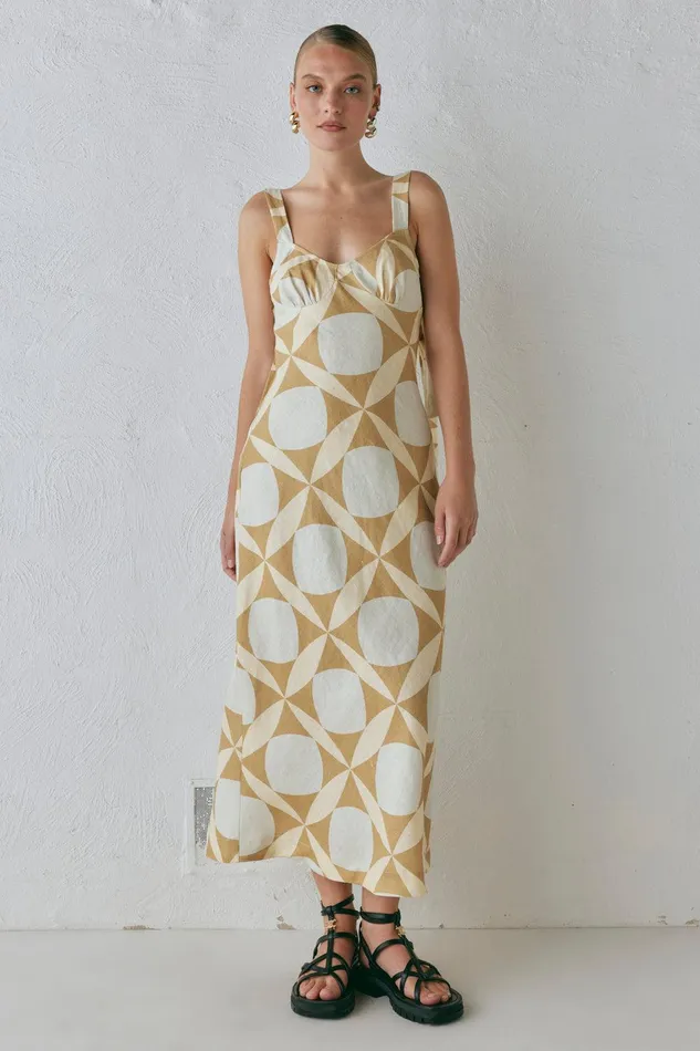 VRG GRL Talia Linen Midi Dress Scope Women MidiMaxi Dresses