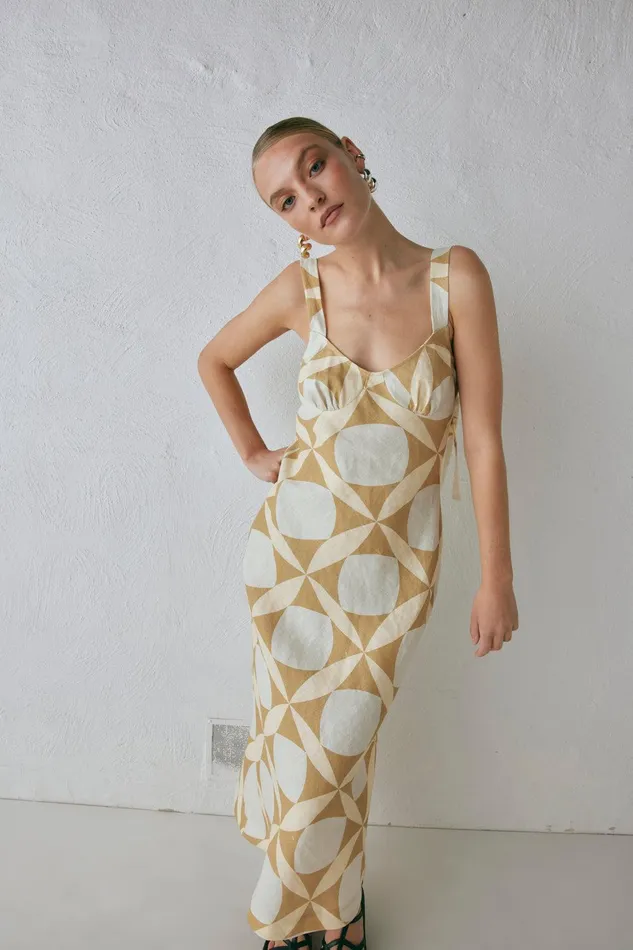 VRG GRL Talia Linen Midi Dress Scope Women MidiMaxi Dresses