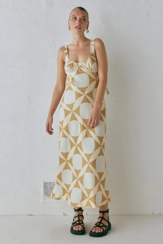 VRG GRL Talia Linen Midi Dress Scope Women MidiMaxi Dresses
