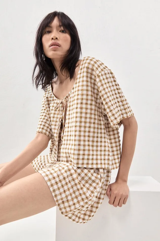 VRG GRL The Sea and I Smock Top Honey Women Short Sleeve