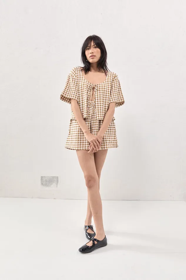 VRG GRL The Sea and I Smock Top Honey Women Short Sleeve