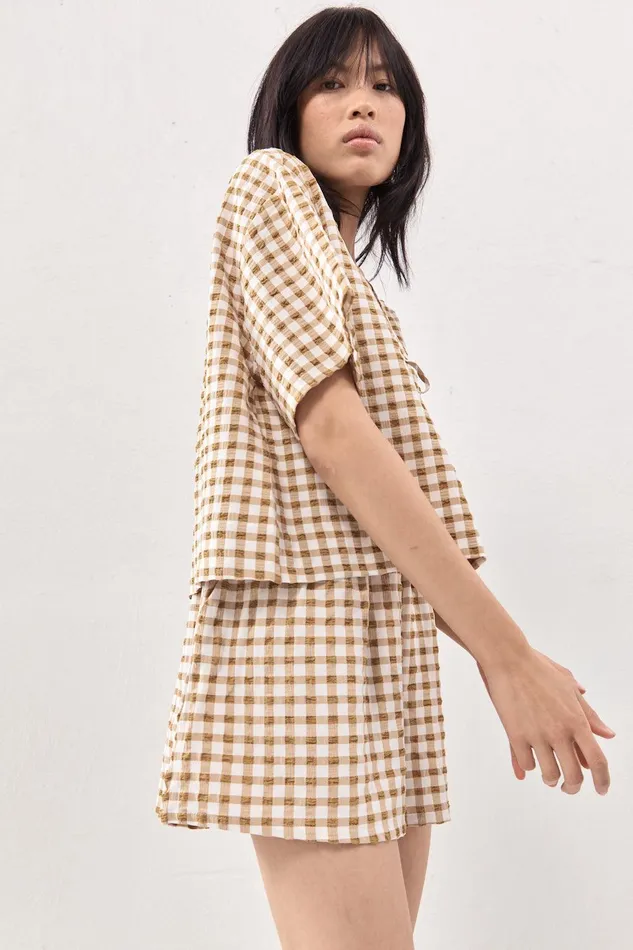 VRG GRL The Sea and I Smock Top Honey Women Short Sleeve