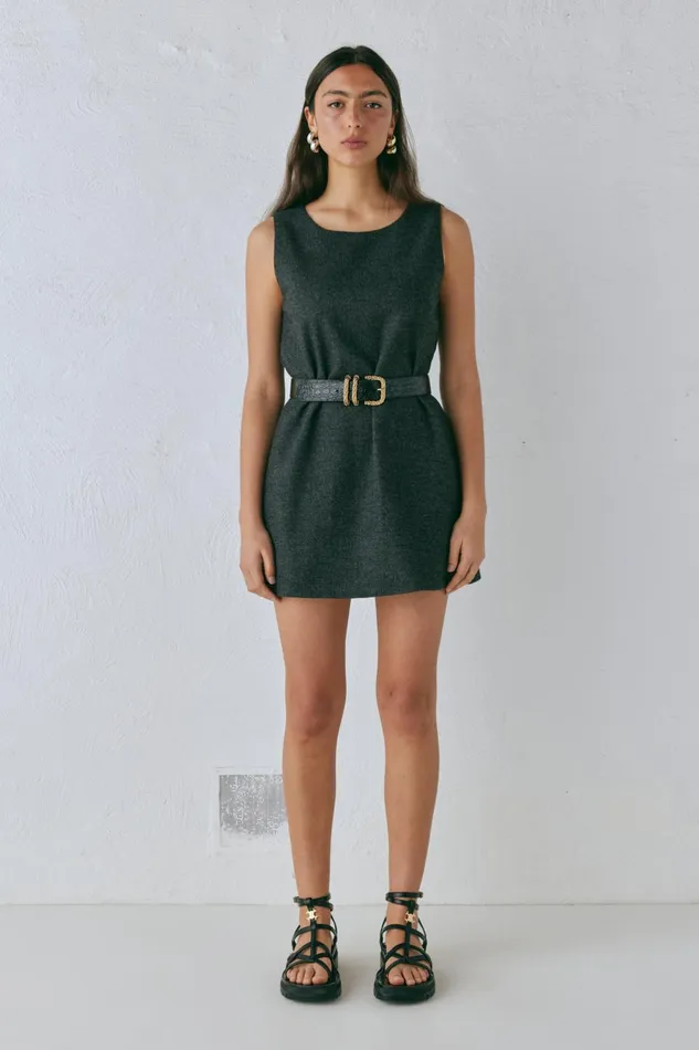 VRG GRL Vale Mini Dress Charcoal Women Mini Dresses