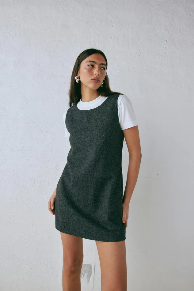 VRG GRL Vale Mini Dress Charcoal Women Mini Dresses VRG GRL Vale Mini Dress Charcoal Women Mini Dresses
