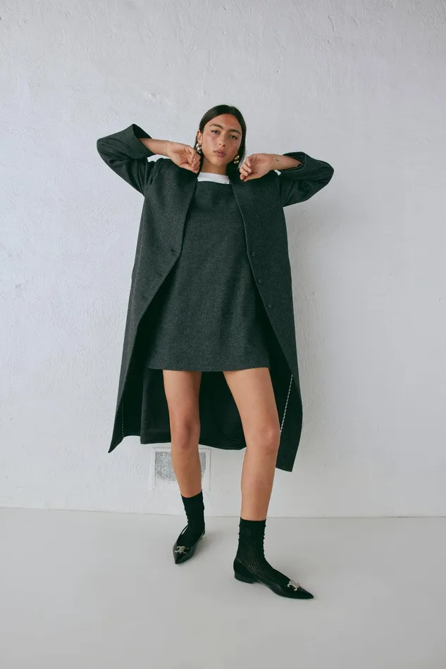 VRG GRL Vale Mini Dress Charcoal Women Mini Dresses VRG GRL Vale Mini Dress Charcoal Women Mini Dresses