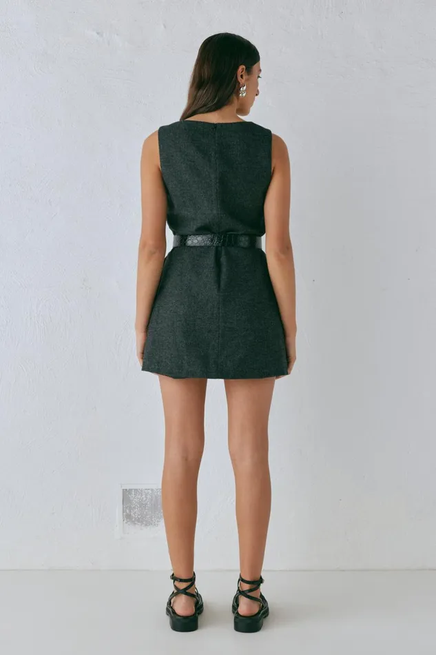 VRG GRL Vale Mini Dress Charcoal Women Mini Dresses VRG GRL Vale Mini Dress Charcoal Women Mini Dresses
