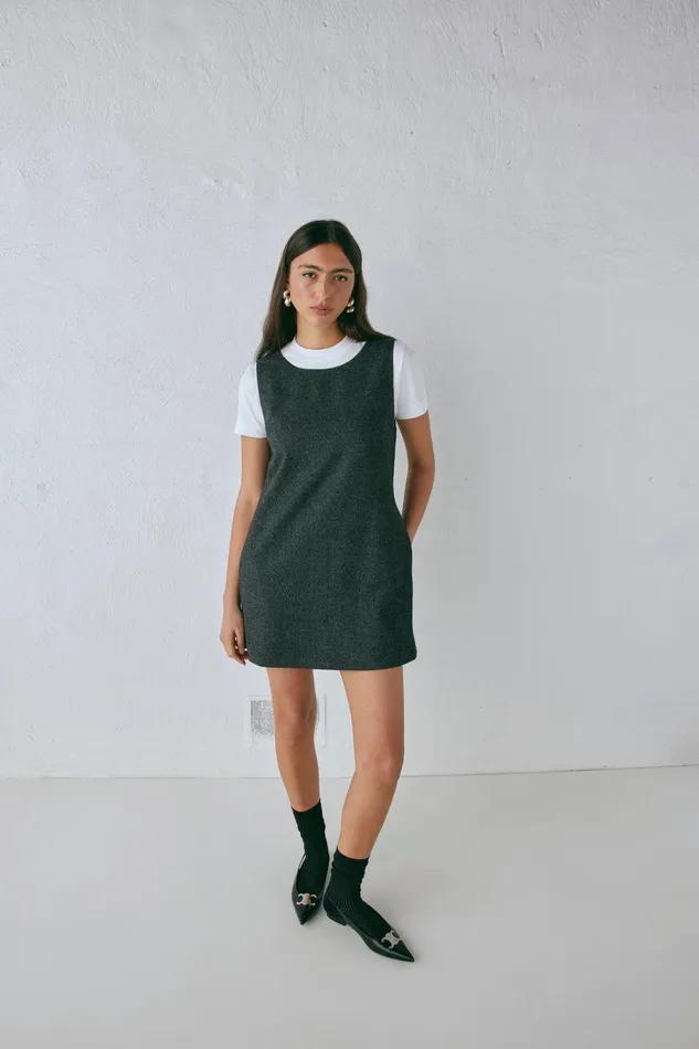 VRG GRL Vale Mini Dress Charcoal Women Mini Dresses VRG GRL Vale Mini Dress Charcoal Women Mini Dresses