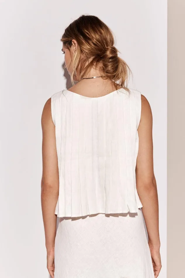VRG GRL Valeria Linen Top White Women Sleeveless