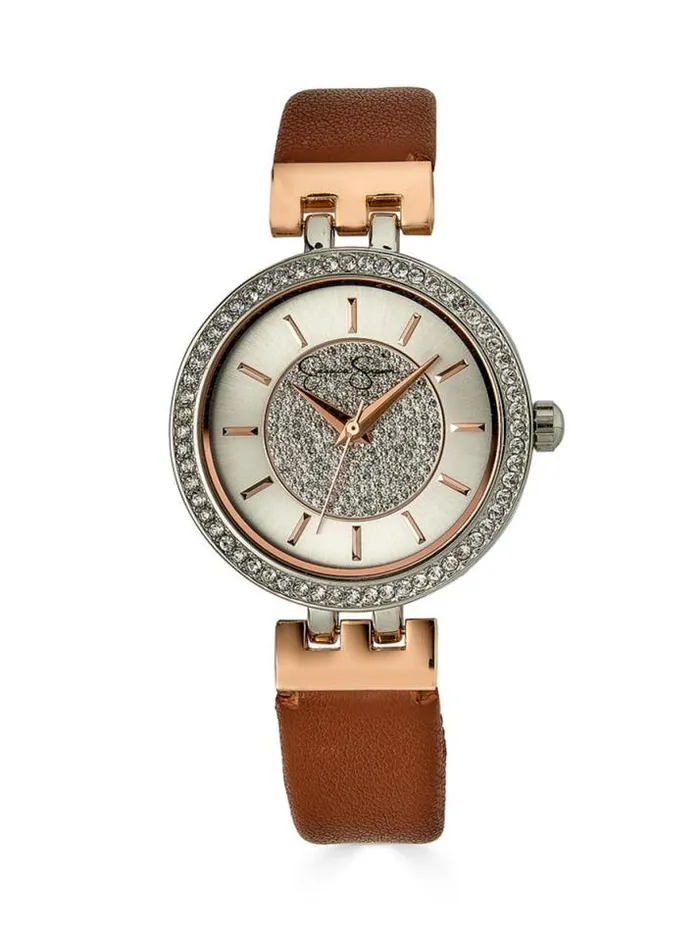 Watches Accessories Jessica Simpson Two Tone Rose Pave Crystal Watch