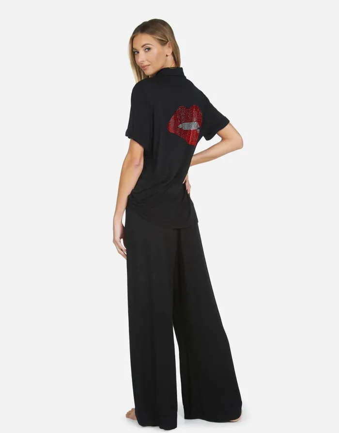 Waverly X Crystal Biting Lip Black Women039s Lauren Moshi Short Sleeve