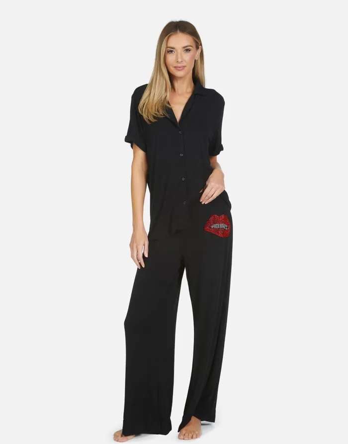 Waverly X Crystal Biting Lip Black Women039s Lauren Moshi Short Sleeve
