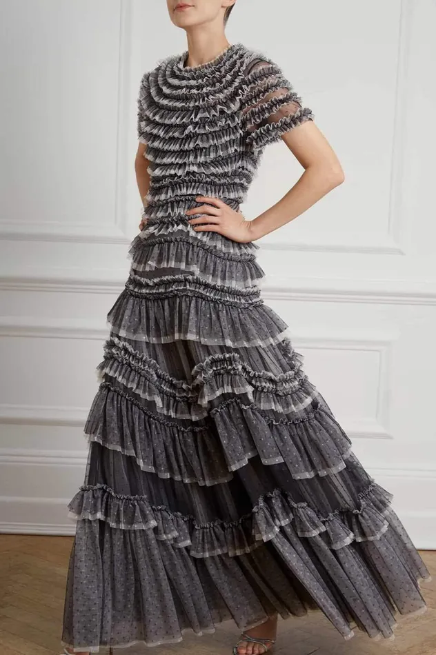 Wild Rose Ruffle Gown Black Women Needle and Thread Dresses