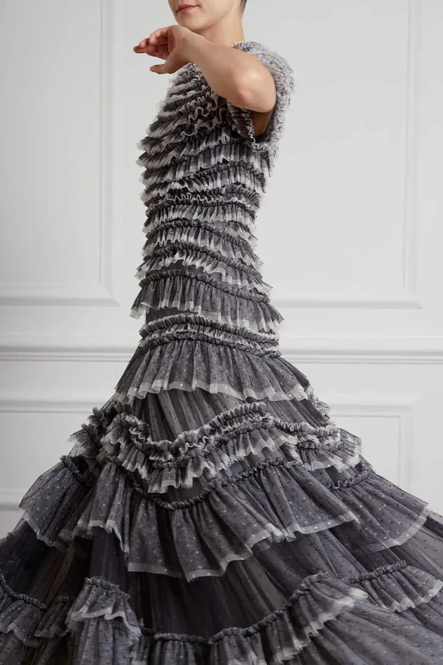 Wild Rose Ruffle Gown Black Women Needle and Thread Dresses